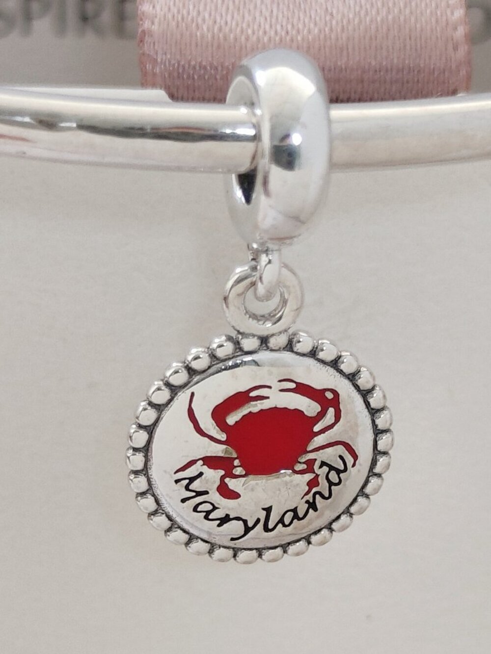Pandora Maryland Crab Dangle Charm, Mixed Enamel Pendant S925 Silver with box